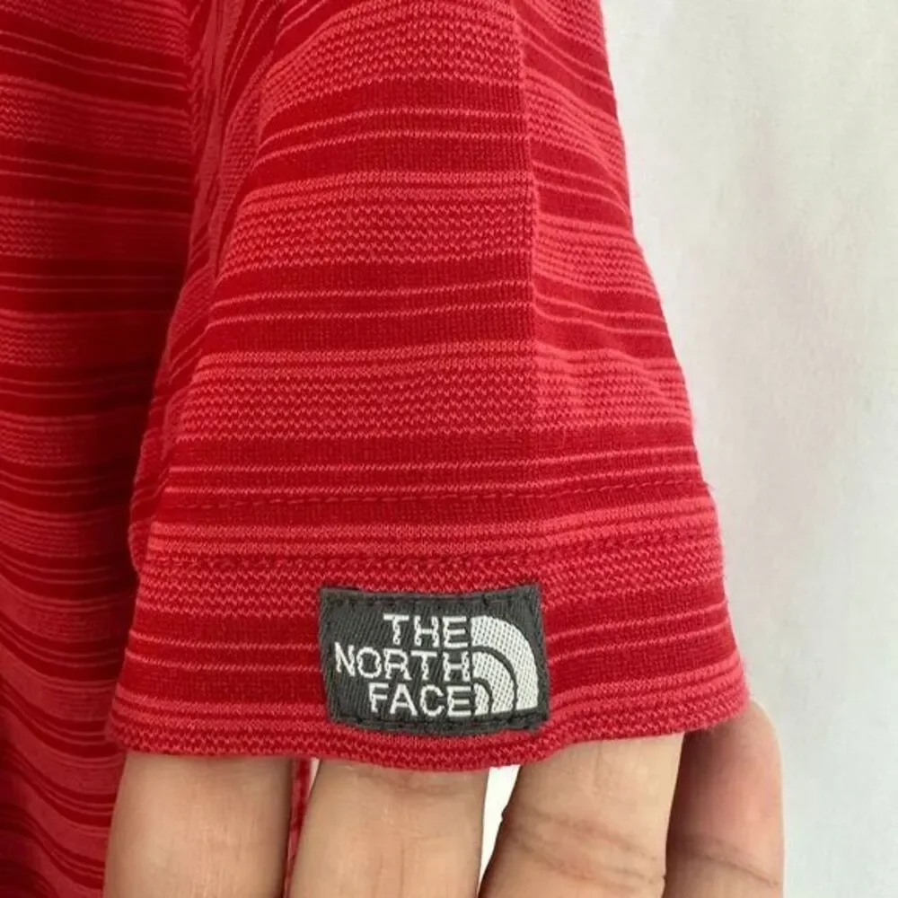 The North Face Red Striped Modal Blend T-Shirt Performance‎ Athletic Mens Large
